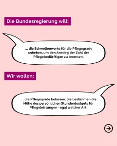 Vergleich: Was will die Regierung und was wollen wir an den Pflegegraden anpassen?