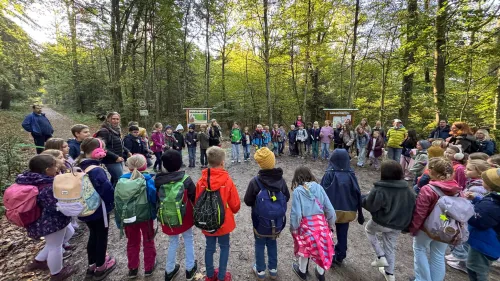 Kindergartenkinder stehen im Kreis